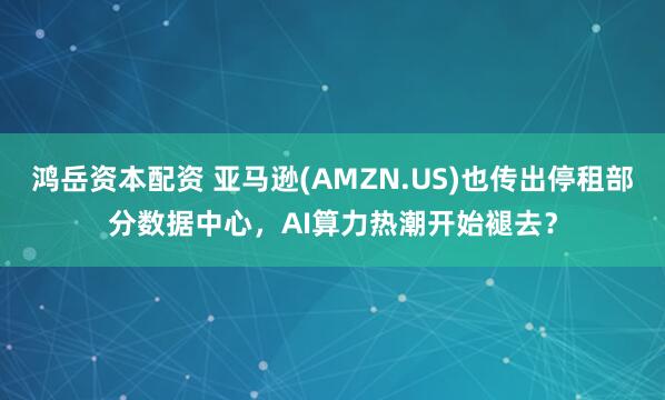 鸿岳资本配资 亚马逊(AMZN.US)也传出停租部分数据中心，AI算力热潮开始褪去？